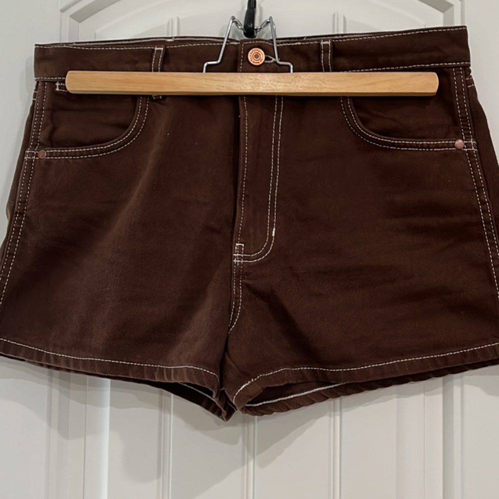 Reformation Cowboy Denim Brown Shorts